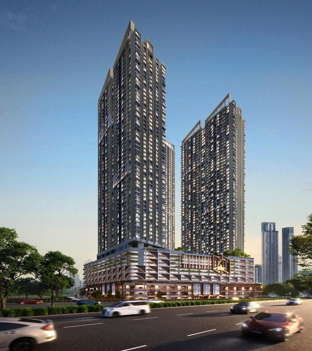 The Address towers at dusk, artist's impression